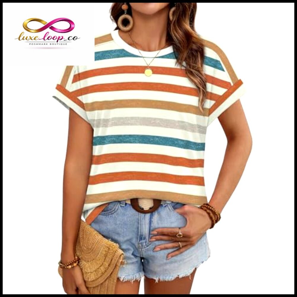 Soft Polyester Spandex Short Sleeve T-Shirt Regular Fit Crew Neck Casual - Picture 2 of 7